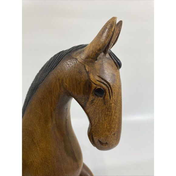 Vintage Large MCM Solid Wood Horse Hand Carved Sculpture 14” - Picture 8 of 16